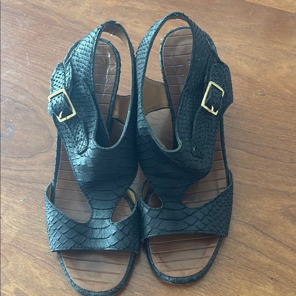 Vintage Navy Blue Chie Mihara Wedge Sandals - Picture 4 of 4